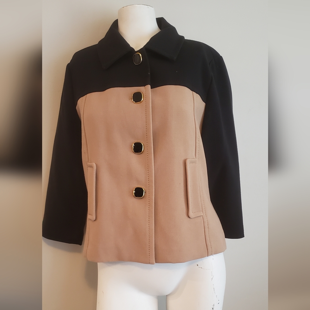 Banana Republic Black & Tan Block button pock Blazer Jacket w/lining Size P Med